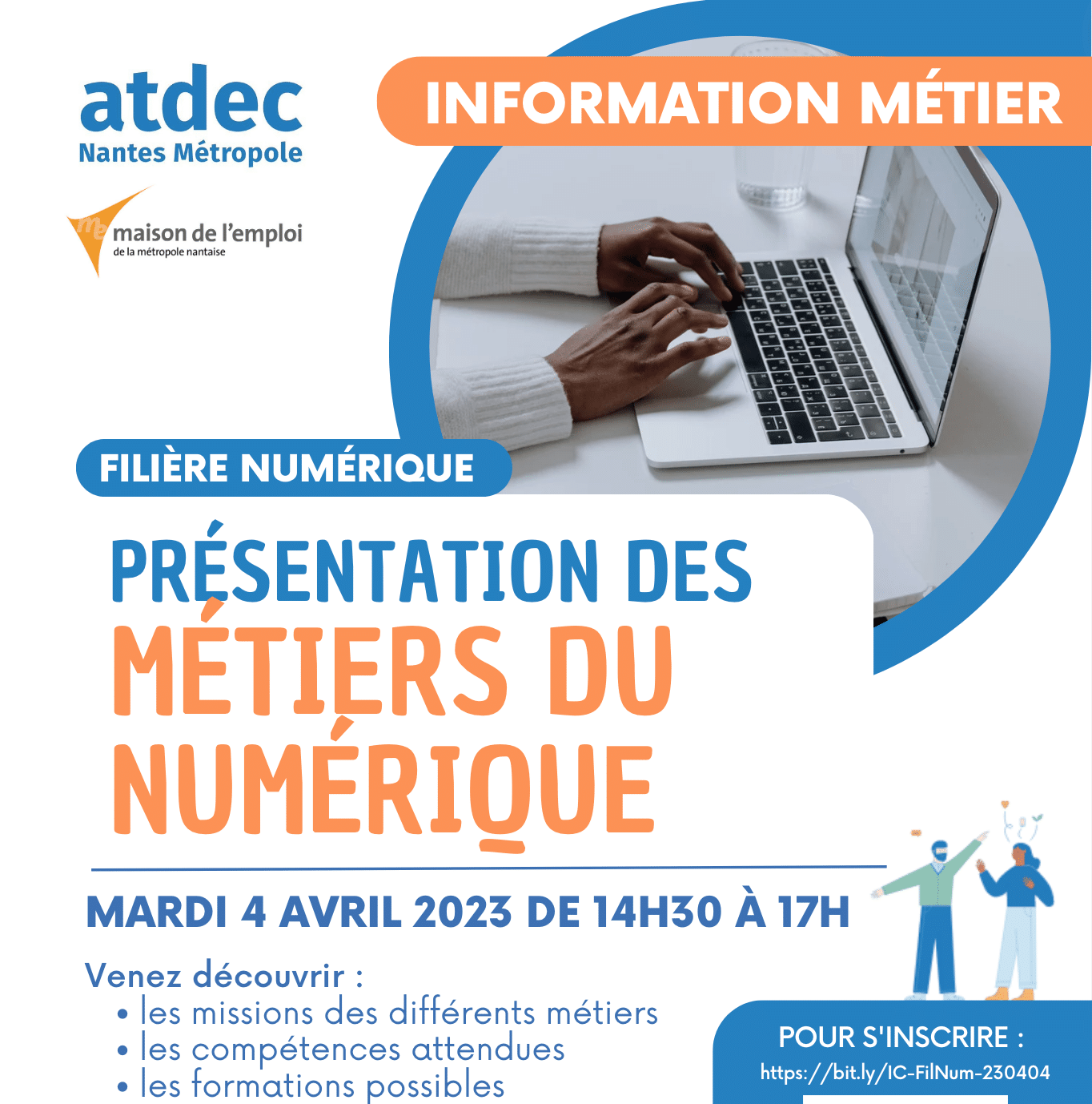 Information collective sur les métiers du numérique le mardi 4 avril entre 14h30 et 17h