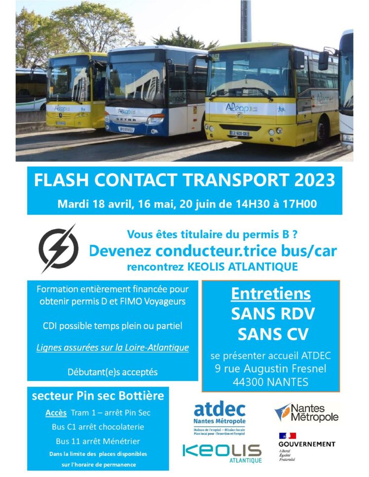 RECRUTEMENT - FLASH CONTACT TRANSPORT avec KEOLIS - Atdec Nantes Métropole