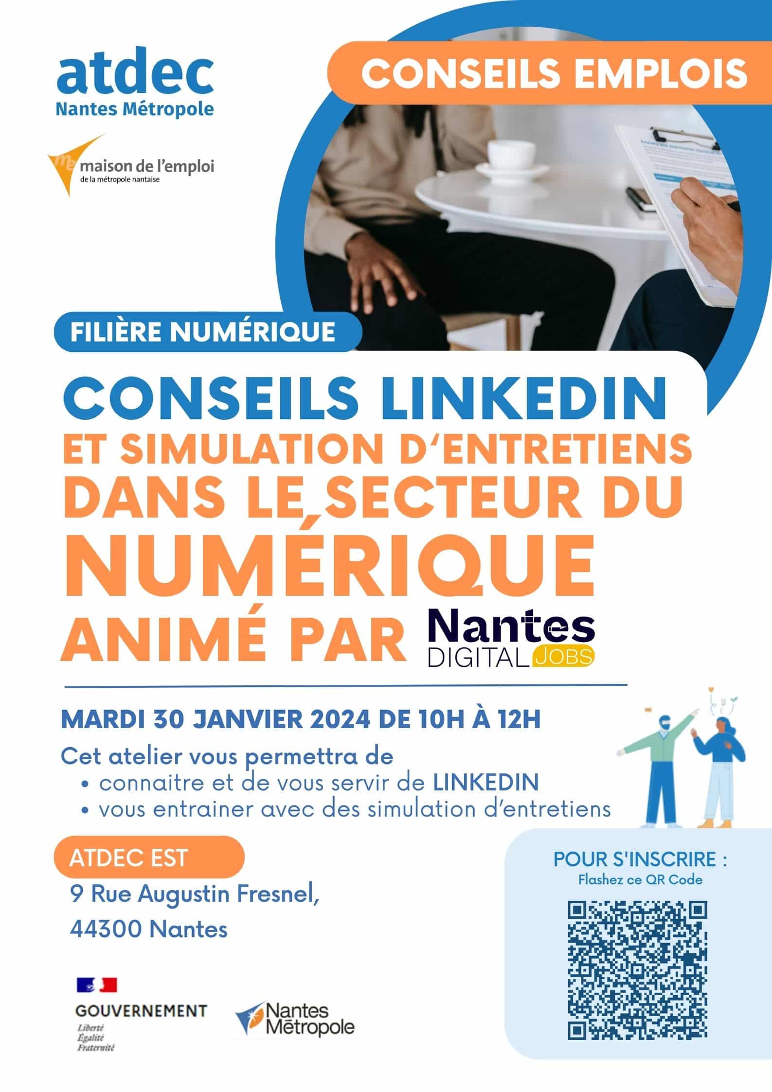 Atelier linkedin et conseils sur l'emploi dans le numérique